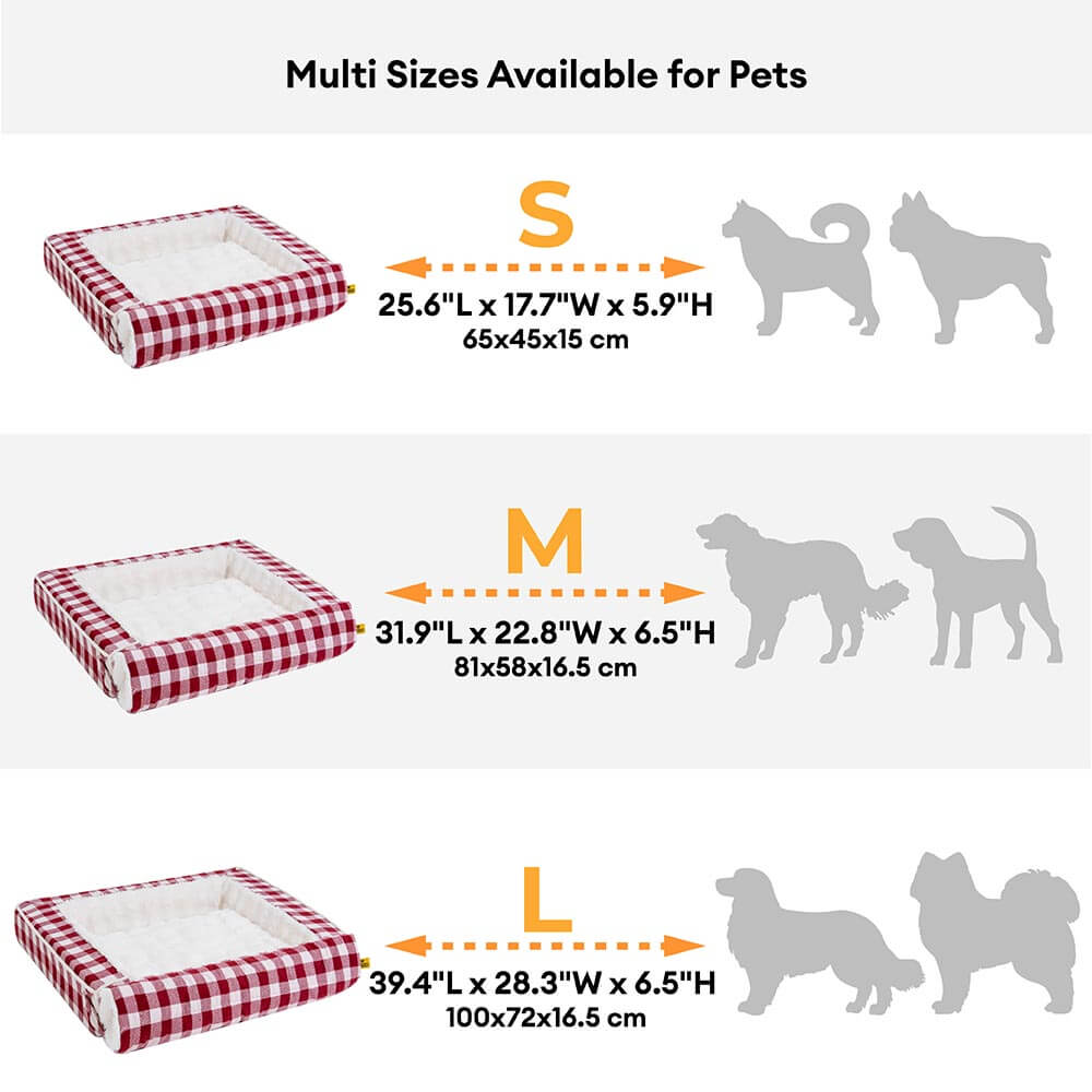 Classic Plaid Ergonomic Calming Dog Bed - Expandable£¦Washable