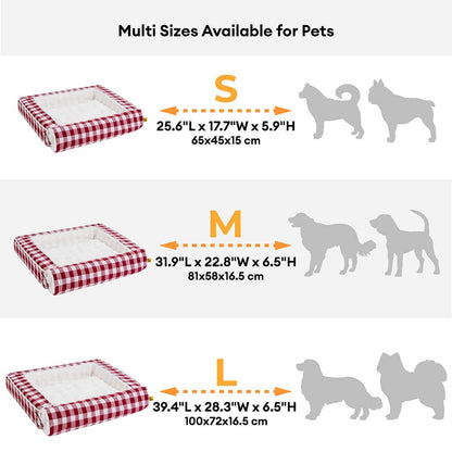 Classic Plaid Ergonomic Calming Dog Bed - Expandable£¦Washable