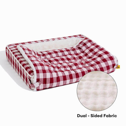 Classic Plaid Ergonomic Calming Dog Bed - Expandable£¦Washable