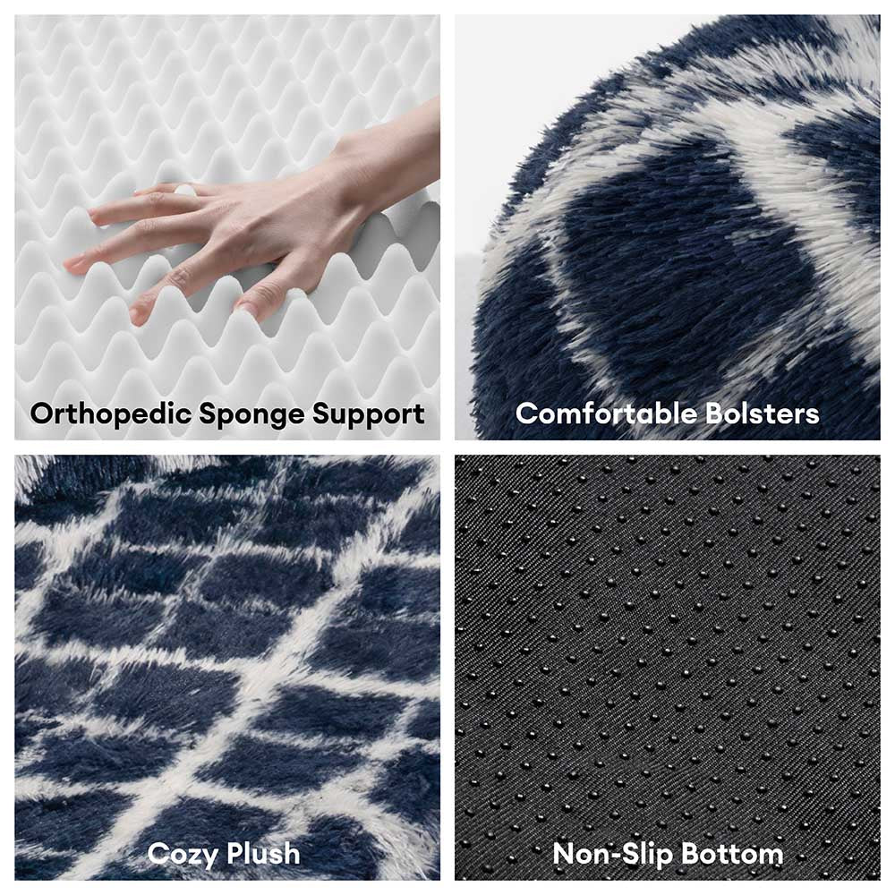 Classic Plaid Orthopaedic Bolster Cat Sofa Bed - Cosy Comfort