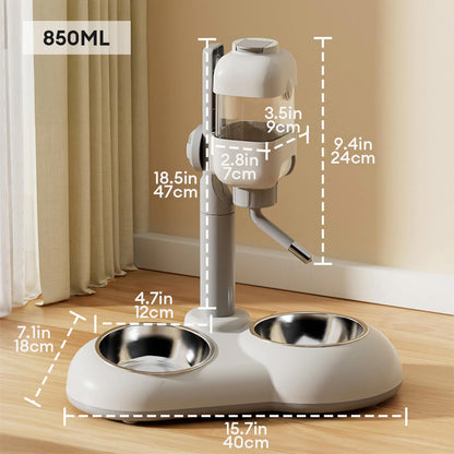Pet Feeding Bowl Station Food Dispenser With Automatic Water