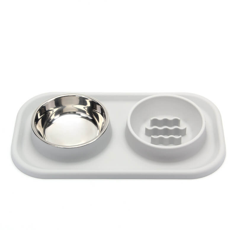Grey/Double Bowl+Stainless Steel Bowl