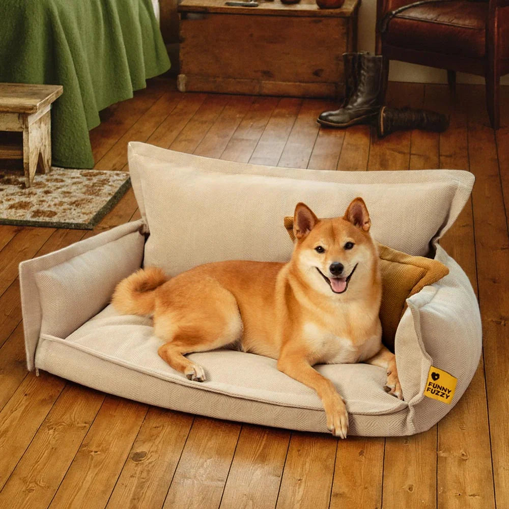 All-Season Chenille Dual-layer Removable Sponge Orthopedic Dog Bed With Pillow