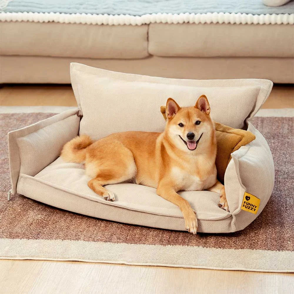 All-Season Chenille Dual-layer Removable Sponge Orthopedic Dog Bed With Pillow
